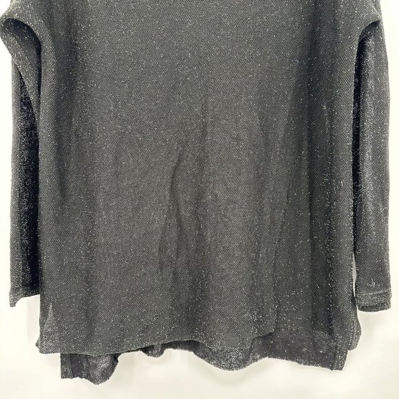 Eileen Fisher Organic Linen Blend Crepe Sparkle Metallic Long Sleeve‎ Blouse Med - Picture 4 of 8